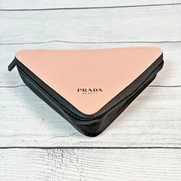 PRADA PARADOXE Beauty Pouch Pink/Black Triangle Bag Cosmetic Makeup Case - Picture 1 of 6